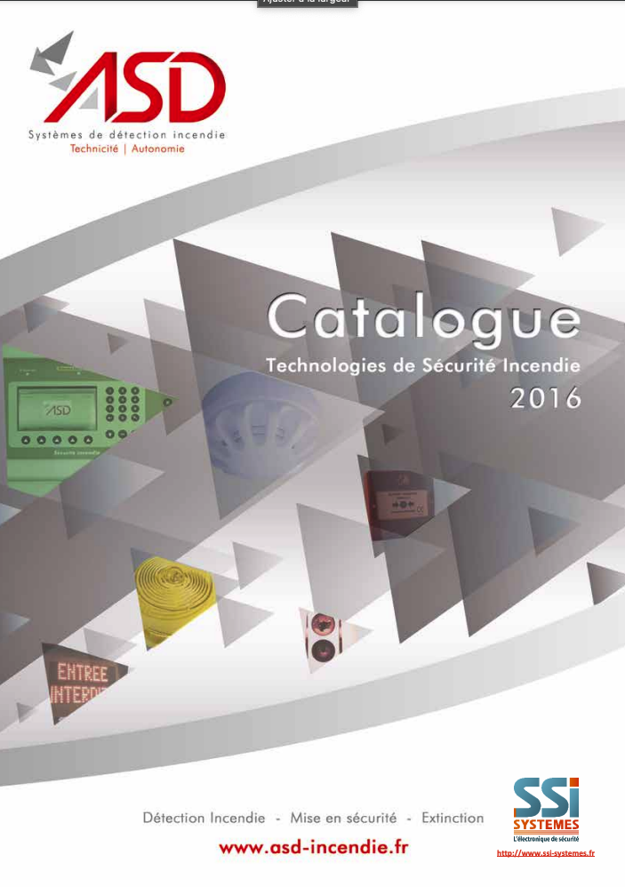 Couverture catalogue asd incendie 2016